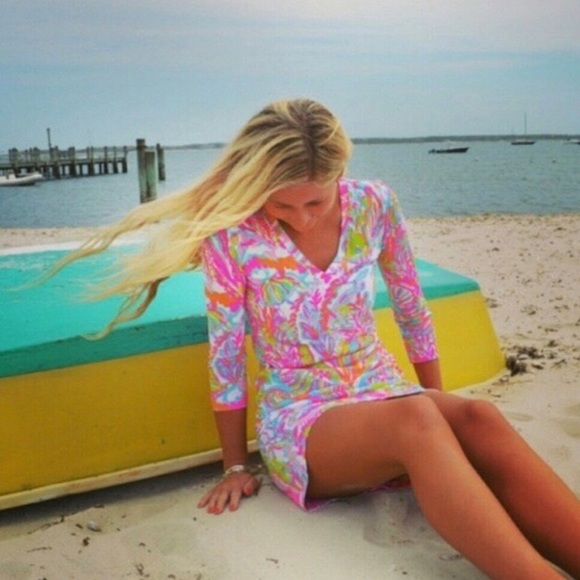 NWOT Lilly Pulitzer Sheath Dress 100% Pima Cotton Scuba To Cuba Coral Reef Multi - Picture 1 of 13